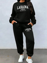 Lahaina Hawaii Flower Print Women's Casual Sports Sweater Set Two-Piece Set Autumn And Winter
